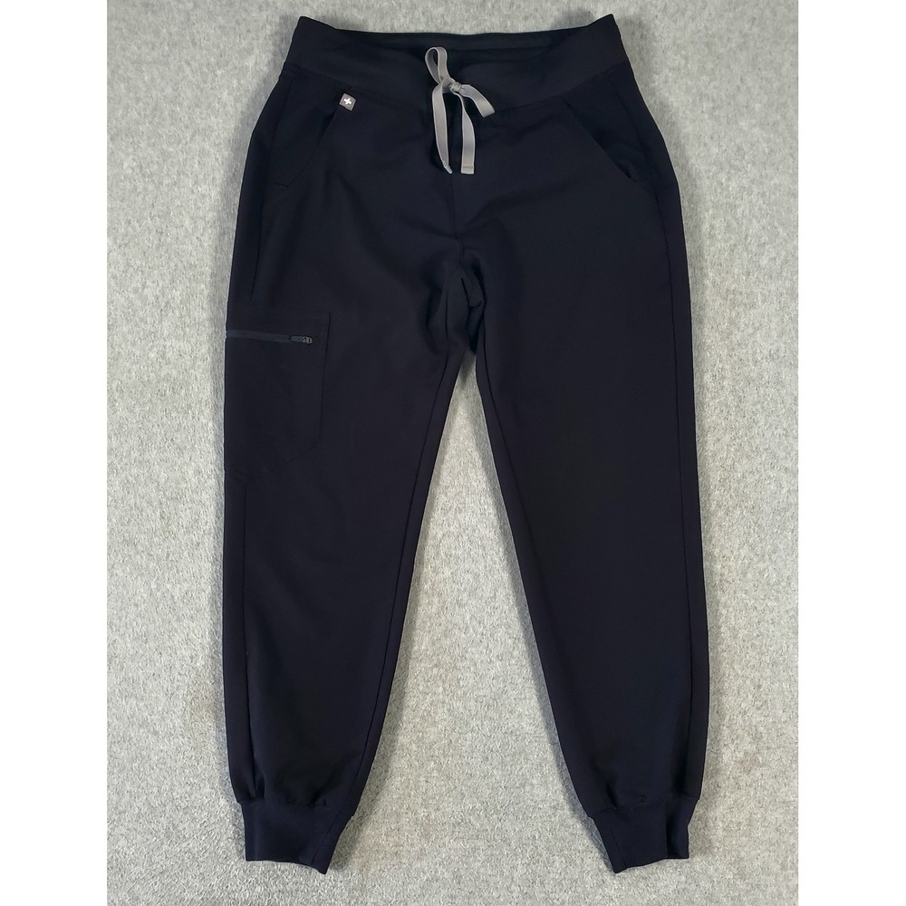 FIGS Zamora Jogger Scrub Pants Black Womens S/P Small Petite Bottoms Medical
